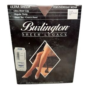 NEW BURLINGTON Misty Taupe Sheer Legacy Nylon Ultra Sheer Pantyhose Size Small